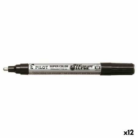 Permanent marker Pilot Disposable Silver (12 Units)