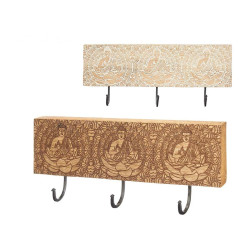 Wall mounted coat hanger Mango wood 38 x 16 x 5 cm (6 Units) Buddha