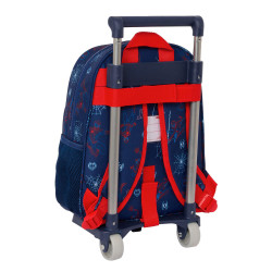 School Rucksack with Wheels Spider-Man Neon Navy Blue 27 x 33 x 10 cm