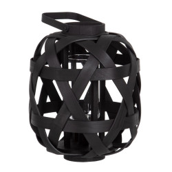 Lantern 26 x 26 x 32 cm Candleholder Black Bamboo