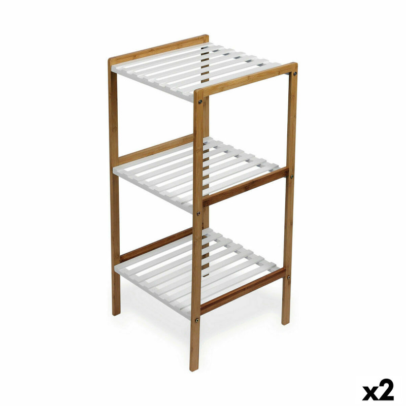 Shelves Confortime White Bamboo 35 x 35 x 76,2 cm (2 Units)