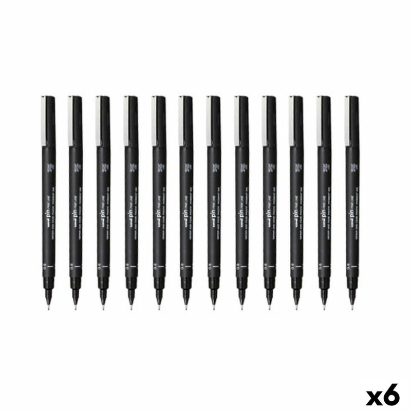 Permanent marker Uni-Ball PIN06-200 Black 0,6 mm 12 Pieces (6 Units)