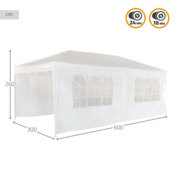 Gazebo Aktive 300 x 260 x 600 cm Metal Polyester White