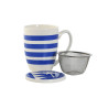 Cup with Tea Filter Home ESPRIT Blue Red Stainless steel Porcelain 380 ml (4 Units)