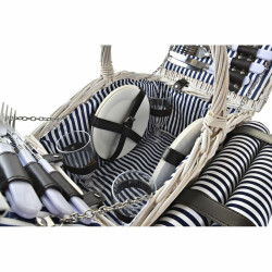 Basket DKD Home Decor wicker Picnic Blue Polyester White (40 x 40 x 42 cm)