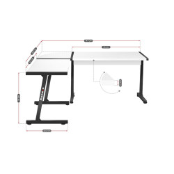 Desk Huzaro HZ-Hero 6.0 White Steel Carbon fibre 178 x 4 x 112 cm