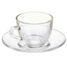 Cup with Plate Transparent Glass 85 ml (6 Units)