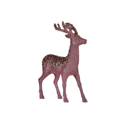 Decoration Medium Reindeer Pink Golden Plastic (15 x 45 x 30 cm)