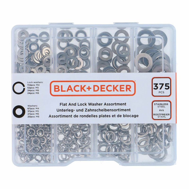 Washers Black & Decker Flat Safety 375 Pieces