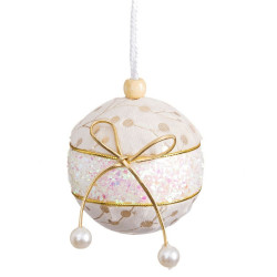 Christmas Baubles White Golden Polyfoam Fabric Lasso 6 x 6 x 6 cm (6 Units)