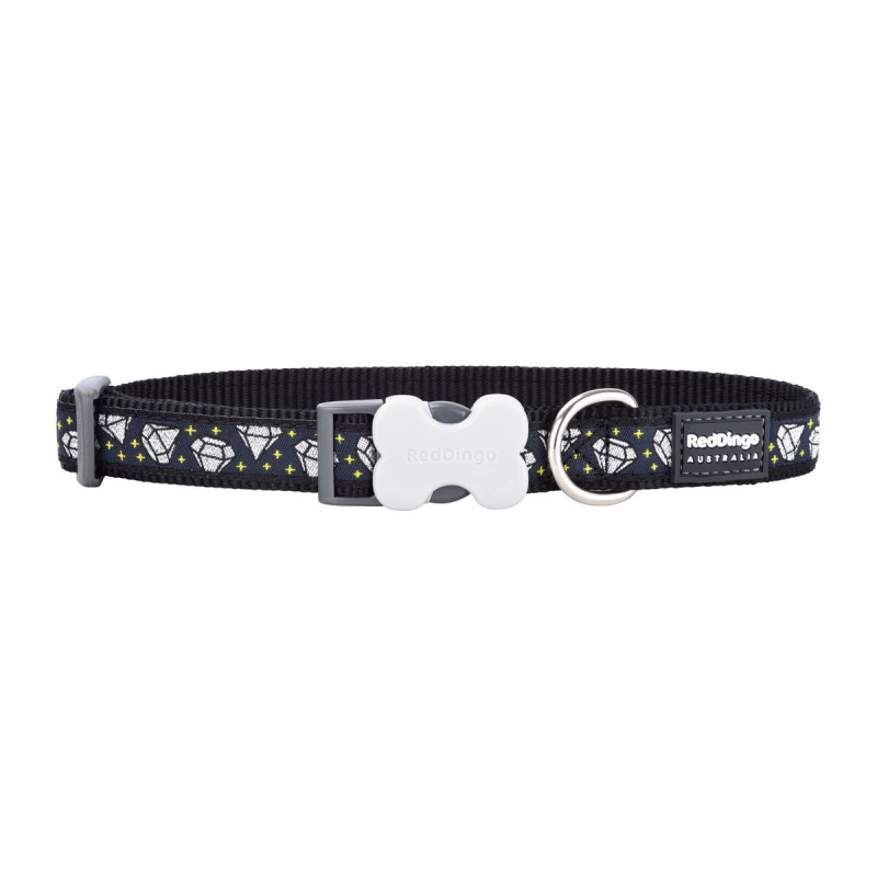 Dog collar Red Dingo STYLE DIAMOND Black 31-47 cm