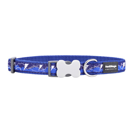 Dog collar Red Dingo STYLE LIGHTNING Navy Blue 31-47 cm