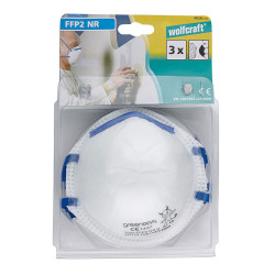 Protective Mask Wolfcraft 4836000 White polypropylene (3 Units)