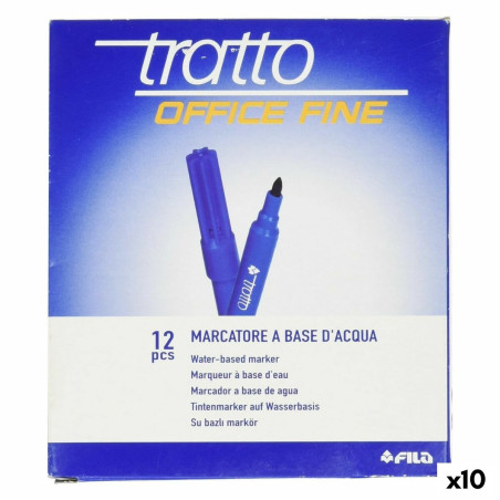 Set of Felt Tip Pens Tratto Office Fine Blue (10 Units)