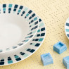 Flat Plate Quid Simetric Blue Ceramic 23 cm (12 Units)