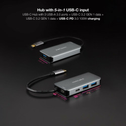 USB Hub NANOCABLE 10.16.1005 Grey (1 Unit)