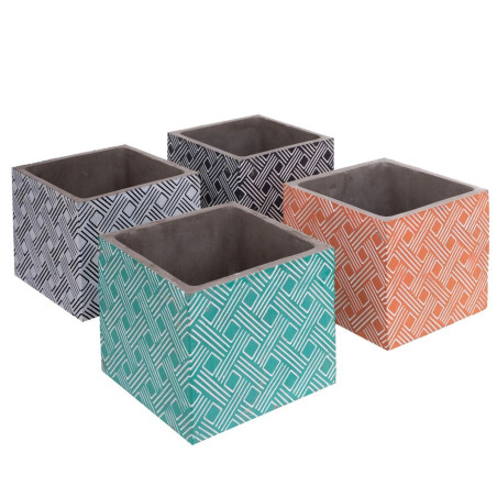 Set of Planters Fiore Cement Squared 14 x 14 x 12 cm (4 Units)