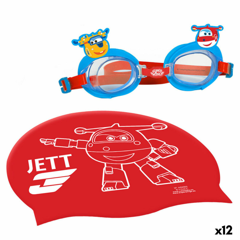 Swimming Cap and Goggles Super Wings Children's (12 Units)