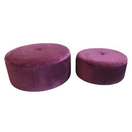 Footrest DKD Home Decor Polyester MDF Burgundy (70 x 70 x 28 cm)