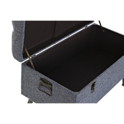 Storage chest with seat DKD Home Decor Blue Metal Polyester MDF (81 x 42 x 52 cm)