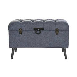 Storage chest with seat DKD Home Decor Blue Metal Polyester MDF (81 x 42 x 52 cm)