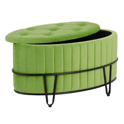 Pouffe 80 x 80 x 46 cm Synthetic Fabric Metal Green