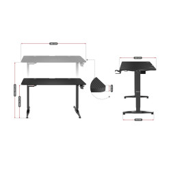 Desk Huzaro HZ-Hero 8.5 Black 140 x 60 cm