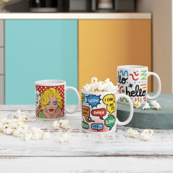 Cup Quid Hello Comics Multicolour Ceramic 330 ml (12 Units)