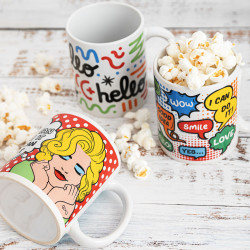 Cup Quid Hello Comics Multicolour Ceramic 330 ml (12 Units)