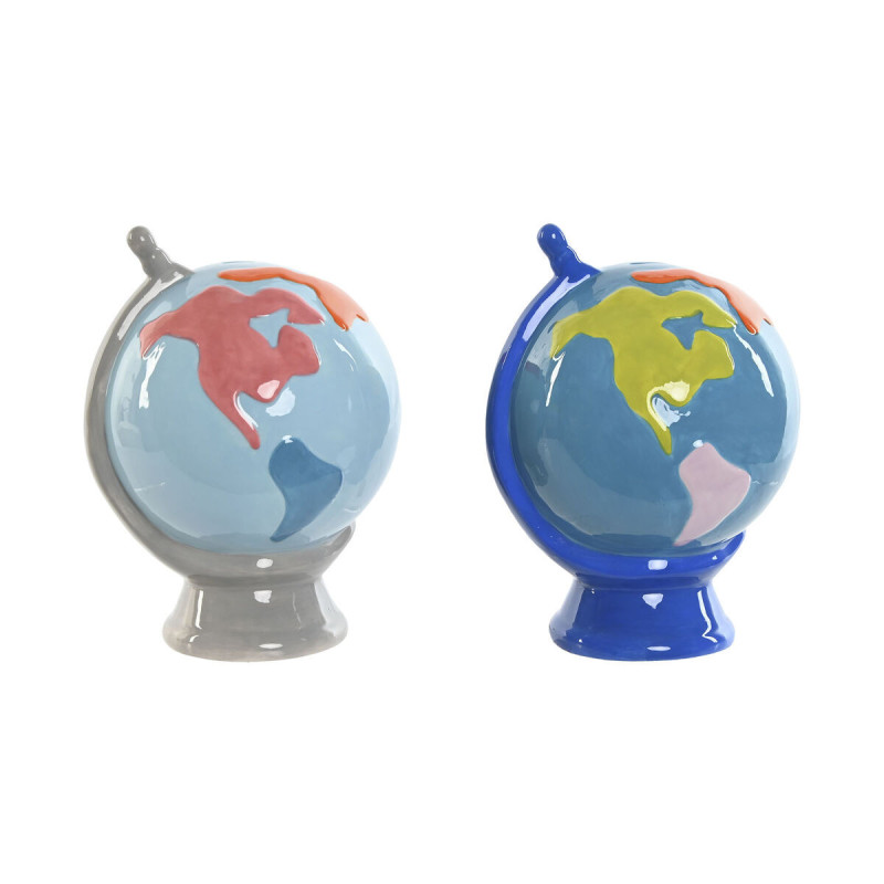 Money box Home ESPRIT Dolomite Globe 14,5 x 13,5 x 19 cm (2 Units)