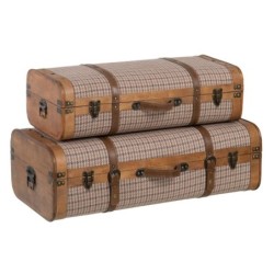 Set of Chests 80 x 41,5 x 25 cm Synthetic Fabric Wood Frames (2 Pieces)