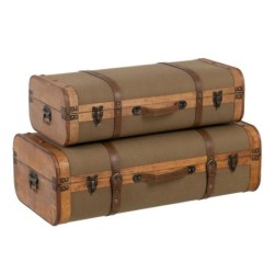 Set of Chests 80 x 41,5 x 25 cm Synthetic Fabric Wood (2 Pieces)