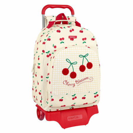 School Rucksack with Wheels Safta Cherry Beige (32 x 42 x 15 cm)