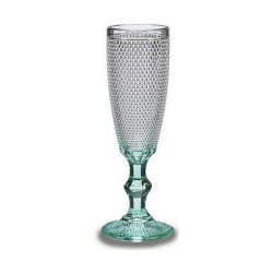 Champagne glass Points Transparent Turquoise Glass 6 Units (185 ml)