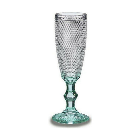 Champagne glass Points Transparent Turquoise Glass 6 Units (185 ml)