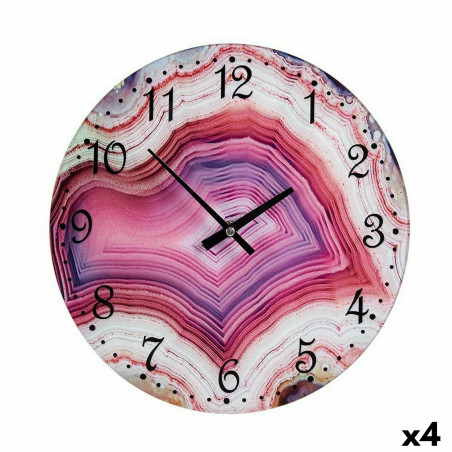 Wall Clock Marble Pink Crystal 30 x 4 x 30 cm (4 Units)