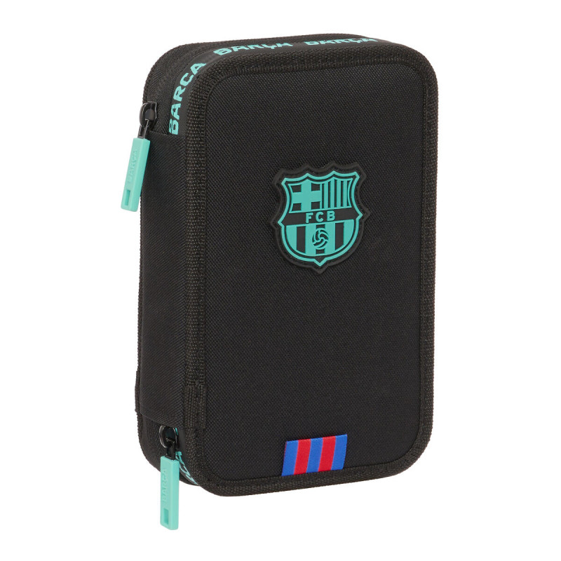 Double Pencil Case F.C. Barcelona Black 12.5 x 19.5 x 4 cm (28 Pieces)