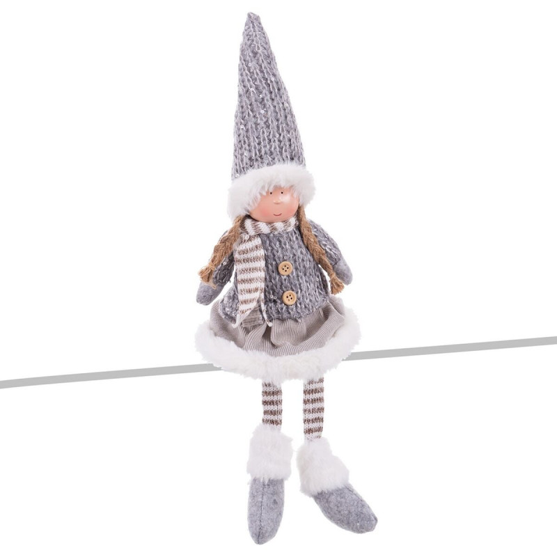 Christmas bauble Grey Multicolour Polyresin Sand Fabric Girl 12 x 9 x 53 cm