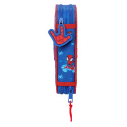 Double Pencil Case Spidey Red Blue 12.5 x 19.5 x 4 cm (28 Pieces)