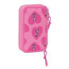 Double Pencil Case Minnie Mouse Loving Pink 12.5 x 19.5 x 4 cm (28 Pieces)