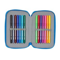 Double Pencil Case Donald Blue 12.5 x 19.5 x 4 cm (28 Pieces)