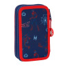 Double Pencil Case Spider-Man Neon Navy Blue 12.5 x 19.5 x 4 cm (28 Pieces)