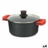 Casserole with glass lid Ø 28 cm Black Aluminium (4 Units)