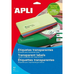 Adhesive labels Apli   Transparent Paper 10 Sheets 63,5 x 38,1 mm