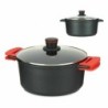 Casserole with glass lid Ø 28 cm Black Aluminium (4 Units)