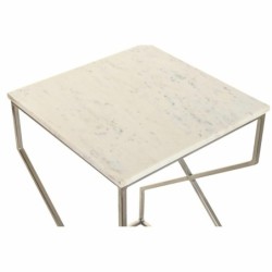 Set of 2 small tables DKD Home Decor Silver Metal Marble 40 x 40 x 60,5 cm