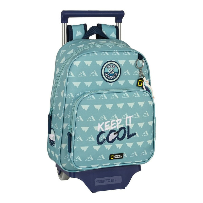 School Rucksack with Wheels National Geographic Below zero Blue 28 x 34 x 10 cm