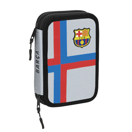 Double Pencil Case F.C. Barcelona Grey (13.5 x 20.5 x 4.5 cm) (34 Pieces)