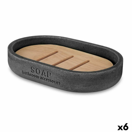 Soap dish Black Resin Bamboo 12,5 x 2,5 x 8,5 cm (6 Units)