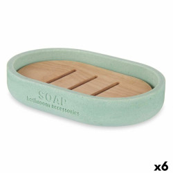 Soap dish Mint Resin Bamboo 12,5 x 2,5 x 8,5 cm (6 Units)